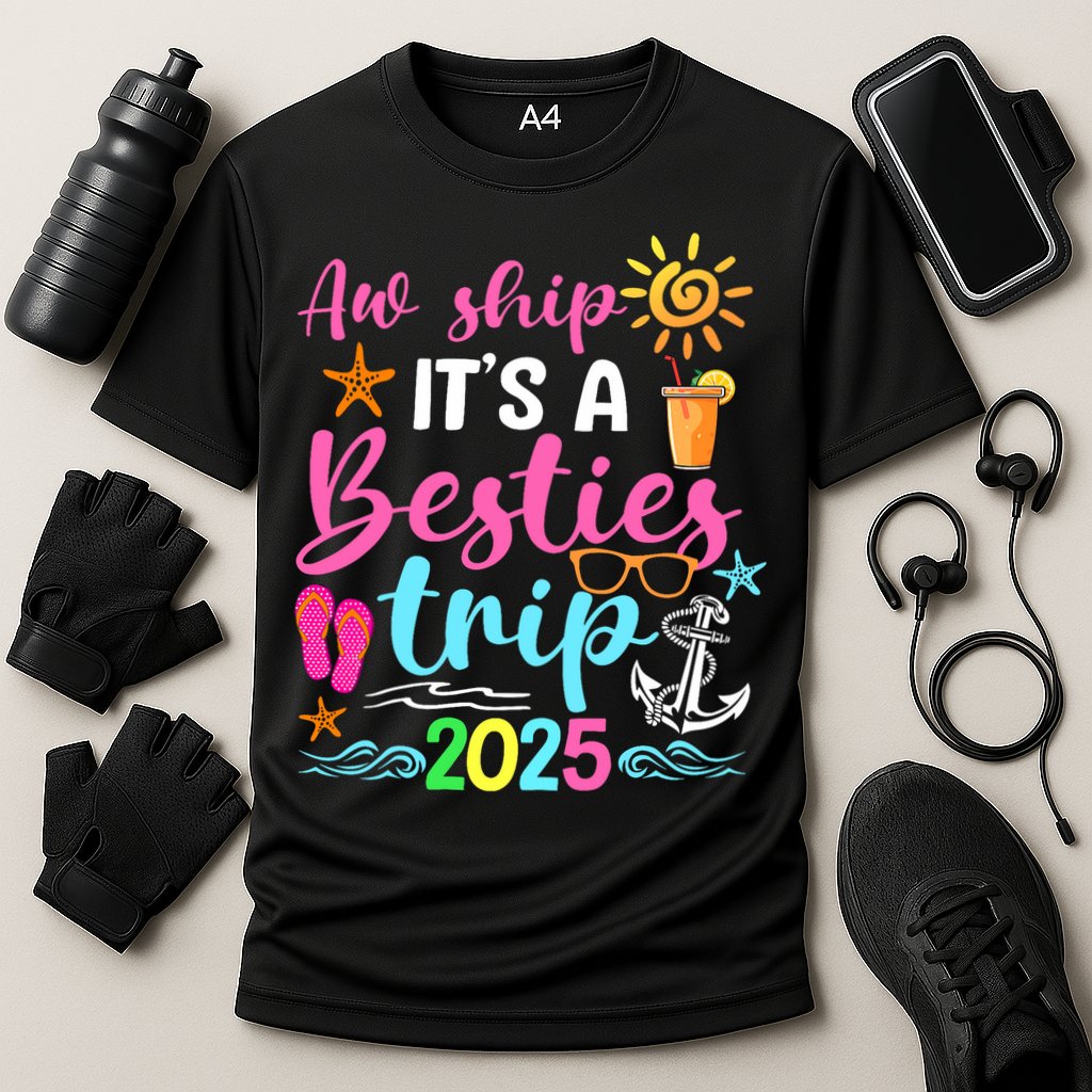Besties Trip 2025 Friend Cruise Trip Summer Vacation Cooling Performance Crew T-Shirt