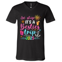 Besties Trip 2025 Friend Cruise Trip Summer Vacation V-Neck T-Shirt