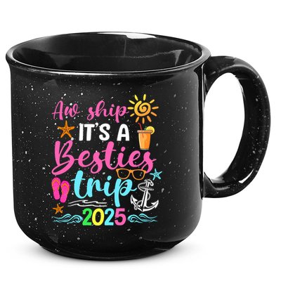 Besties Trip 2025 Friend Cruise Trip Summer Vacation 15oz Campfire Ceramic Mug