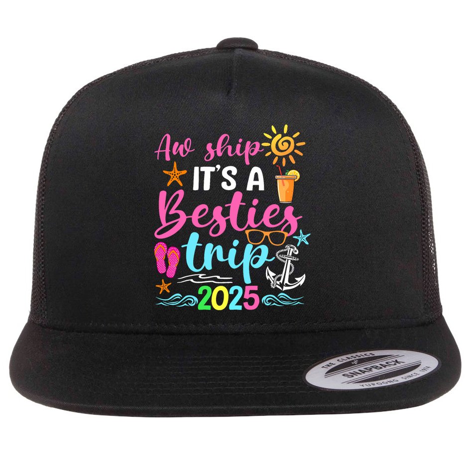 Besties Trip 2025 Friend Cruise Trip Summer Vacation Flat Bill Trucker Hat