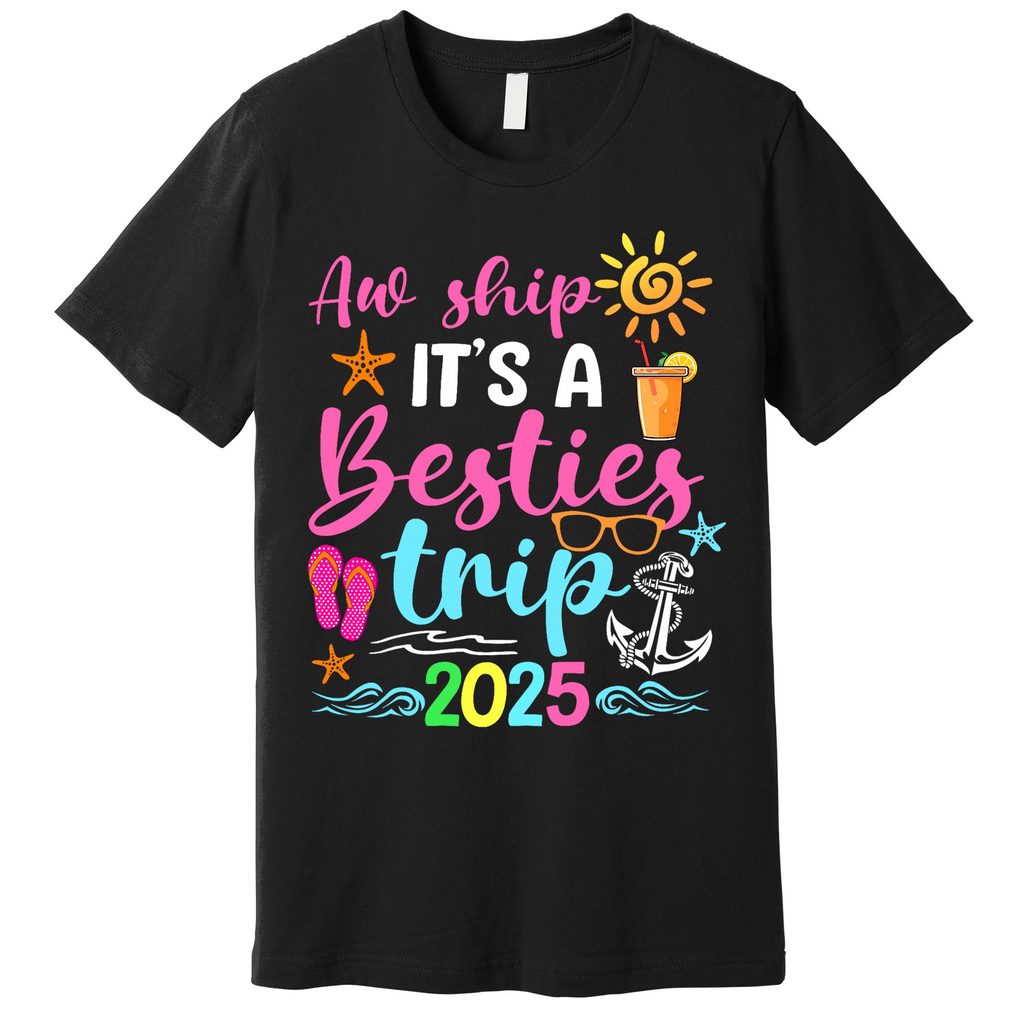 Besties Trip 2025 Friend Cruise Trip Summer Vacation Premium T-Shirt
