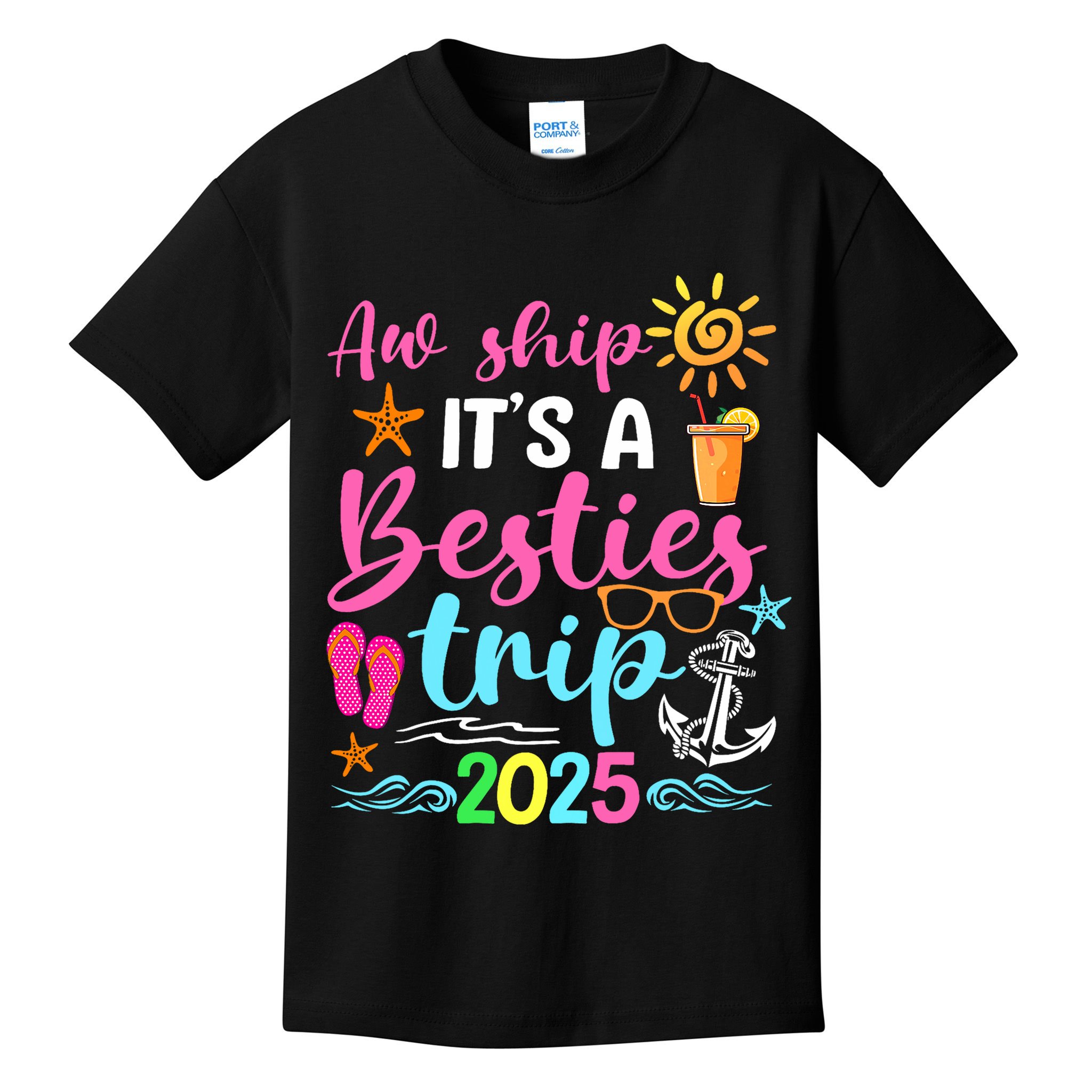 Besties Trip 2025 Friend Cruise Trip Summer Vacation Kids T-Shirt
