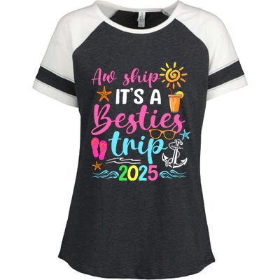 Besties Trip 2025 Friend Cruise Trip Summer Vacation Enza Ladies Jersey Colorblock Tee