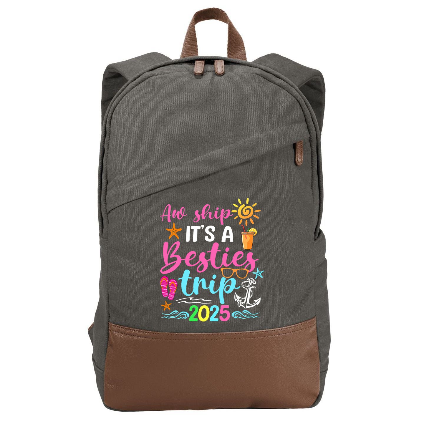 Besties Trip 2025 Friend Cruise Trip Summer Vacation Cotton Canvas Backpack