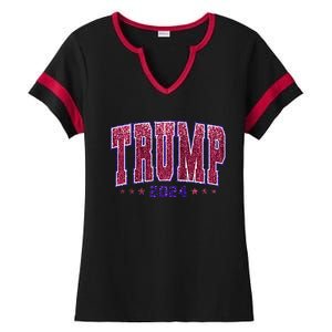 Bling Trump 2024 President Make America Trump Again Ladies Halftime Notch Neck Tee