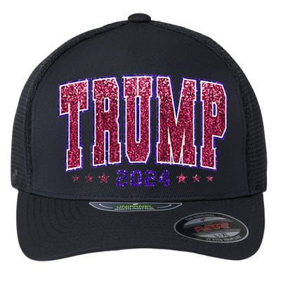 Bling Trump 2024 President Make America Trump Again Flexfit Unipanel Trucker Cap