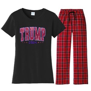 Bling Trump 2024 President Make America Trump Again Women's Flannel Pajama Set