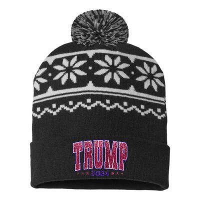 Bling Trump 2024 President Make America Trump Again USA-Made Snowflake Beanie