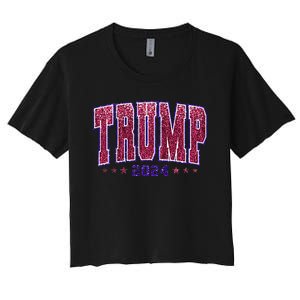 Bling Trump 2024 President Make America Trump Again Women's Crop Top Tee