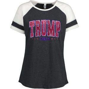 Bling Trump 2024 President Make America Trump Again Enza Ladies Jersey Colorblock Tee