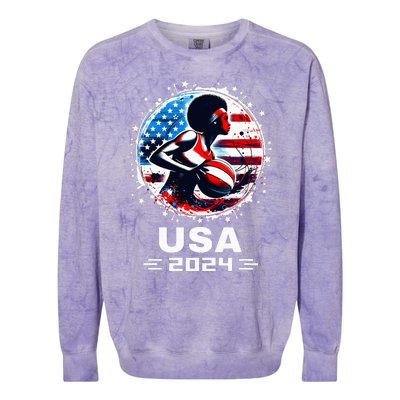 Basketball Team 2024 Basketball 2024 Usa Team 2024 Colorblast Crewneck Sweatshirt