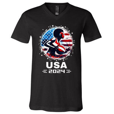 Basketball Team 2024 Basketball 2024 Usa Team 2024 V-Neck T-Shirt