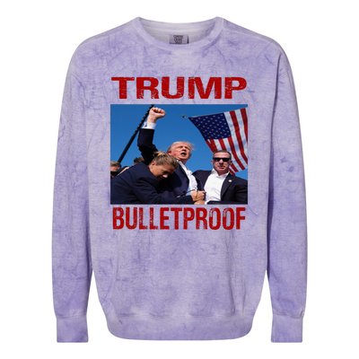 Bulletproof Trump 2024 Colorblast Crewneck Sweatshirt