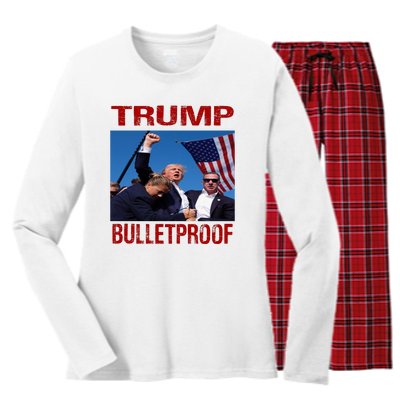 Bulletproof Trump 2024 Women's Long Sleeve Flannel Pajama Set 