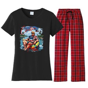 Ban Trump 2024 Drinking Beer 2 Side Women's Flannel Pajama Set