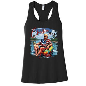 Ban Trump 2024 Drinking Beer 2 Side Women's Racerback Tank