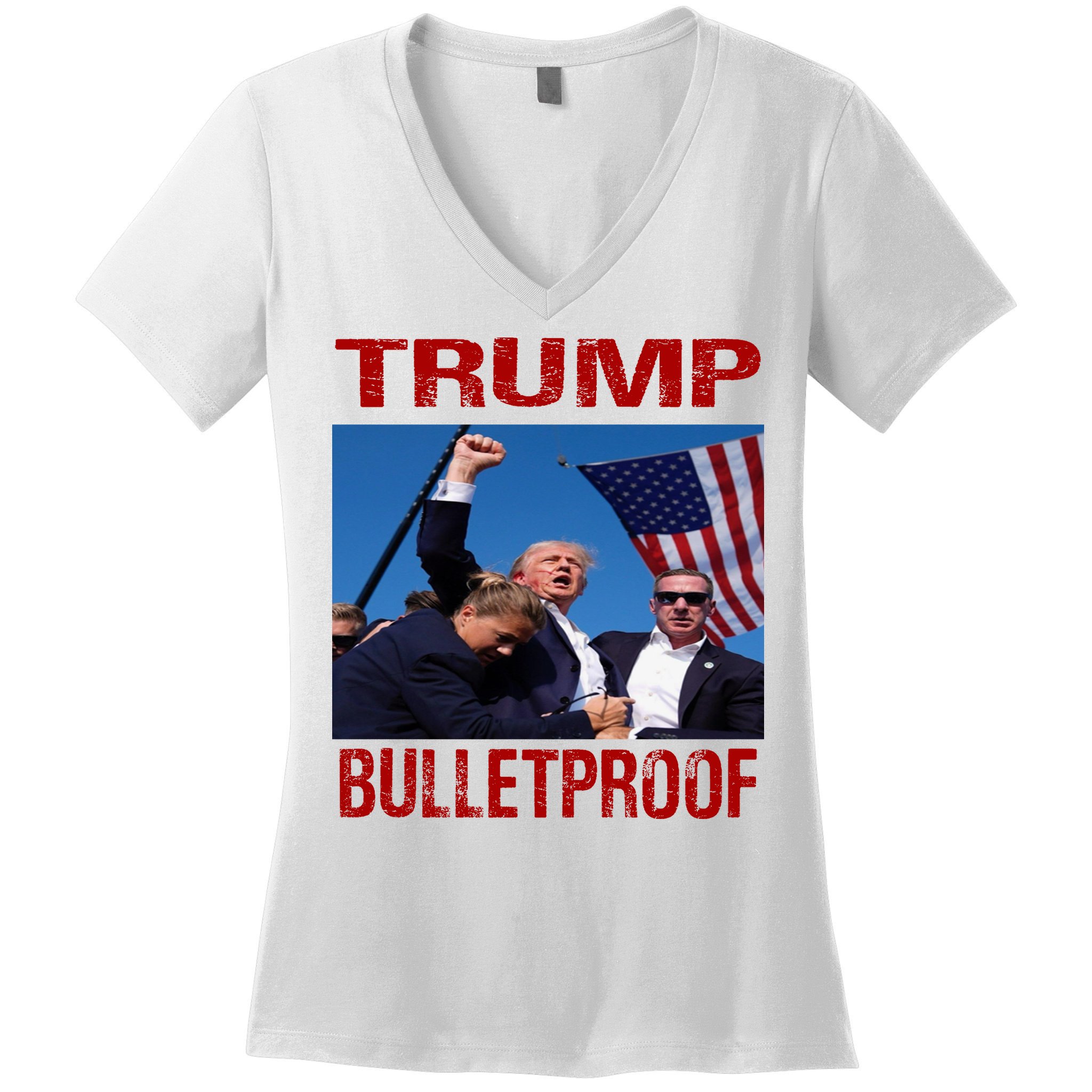 Bulletproof Trump 2024 Take America Back Pennsylvania Rally Women's V-Neck T-Shirt