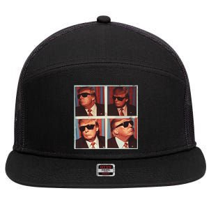 Badass Trump 45 47 Photobooth Icon President Trump Portrait 7 Panel Mesh Trucker Snapback Hat