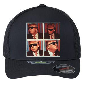 Badass Trump 45 47 Photobooth Icon President Trump Portrait Flexfit Unipanel Trucker Cap