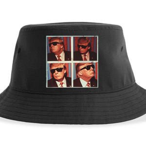 Badass Trump 45 47 Photobooth Icon President Trump Portrait Sustainable Bucket Hat