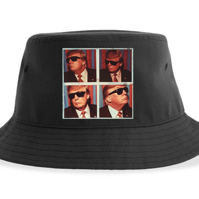 Badass Trump 45 47 Photobooth Icon President Trump Portrait Sustainable Bucket Hat