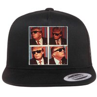 Badass Trump 45 47 Photobooth Icon President Trump Portrait Flat Bill Trucker Hat