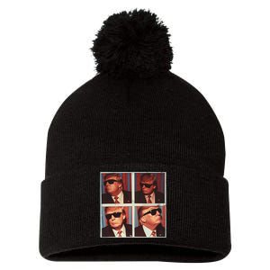 Badass Trump 45 47 Photobooth Icon President Trump Portrait Pom Pom 12in Knit Beanie