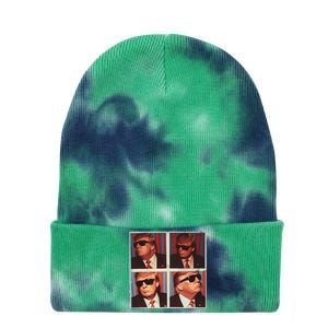 Badass Trump 45 47 Photobooth Icon President Trump Portrait Tie Dye 12in Knit Beanie