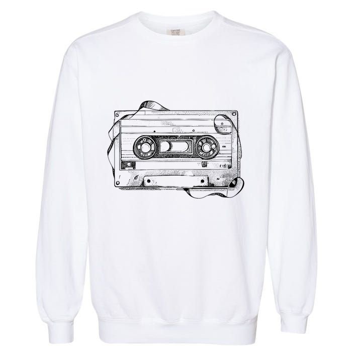 Back To 80S 90S Mix Tape Music Sketch Drawing Music Tape Garment-Dyed Sweatshirt