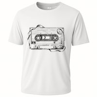 Back To 80S 90S Mix Tape Music Sketch Drawing Music Tape Cooling Performance Crew T-Shirt
