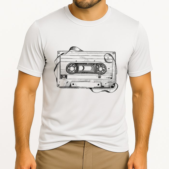 Back To 80S 90S Mix Tape Music Sketch Drawing Music Tape Cooling Performance Crew T-Shirt