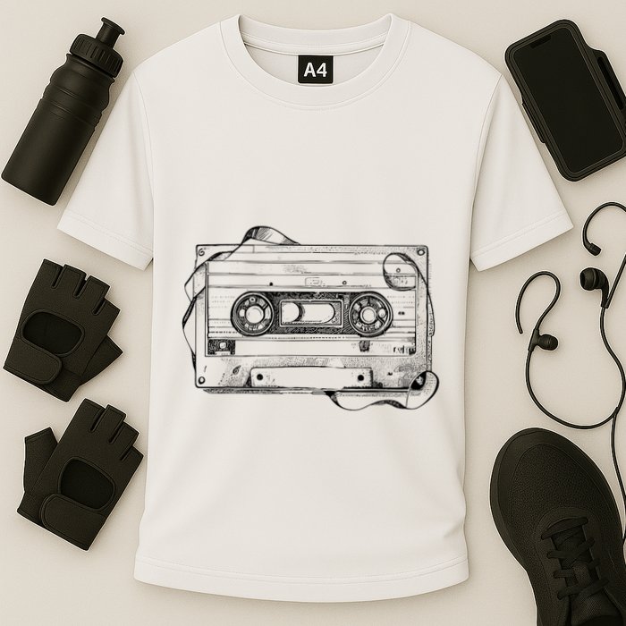Back To 80S 90S Mix Tape Music Sketch Drawing Music Tape Cooling Performance Crew T-Shirt