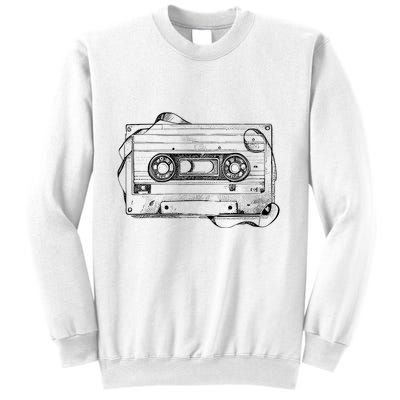 Back To 80S 90S Mix Tape Music Sketch Drawing Music Tape Sweatshirt