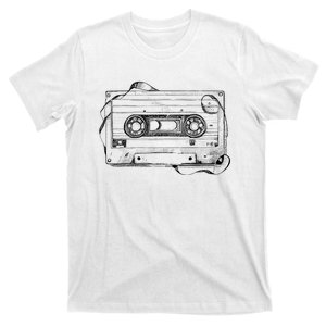 Back To 80S 90S Mix Tape Music Sketch Drawing Music Tape T-Shirt