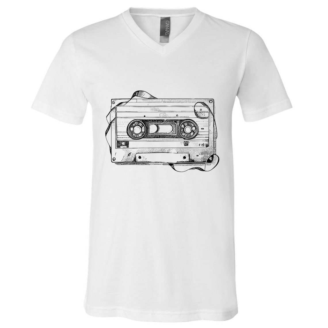 Back To 80S 90S Mix Tape Music Sketch Drawing Music Tape V-Neck T-Shirt