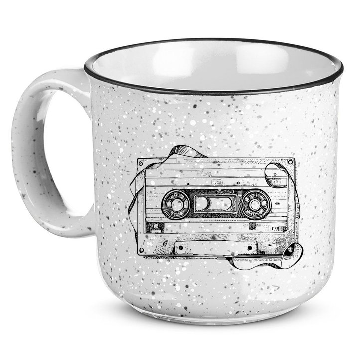 Back To 80S 90S Mix Tape Music Sketch Drawing Music Tape 15oz Campfire Ceramic Mug