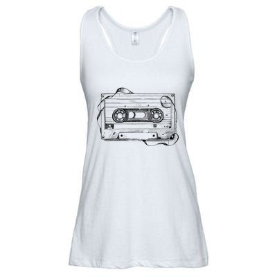 Back To 80S 90S Mix Tape Music Sketch Drawing Music Tape Ladies Essential Flowy Tank