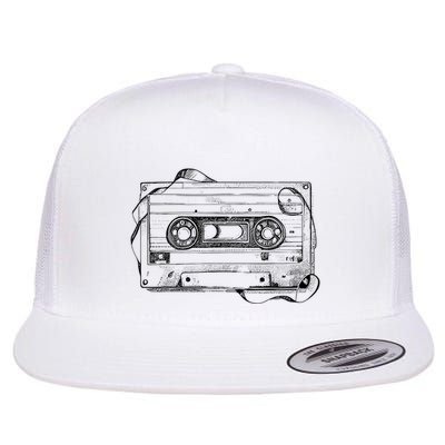 Back To 80S 90S Mix Tape Music Sketch Drawing Music Tape Flatbill Hat