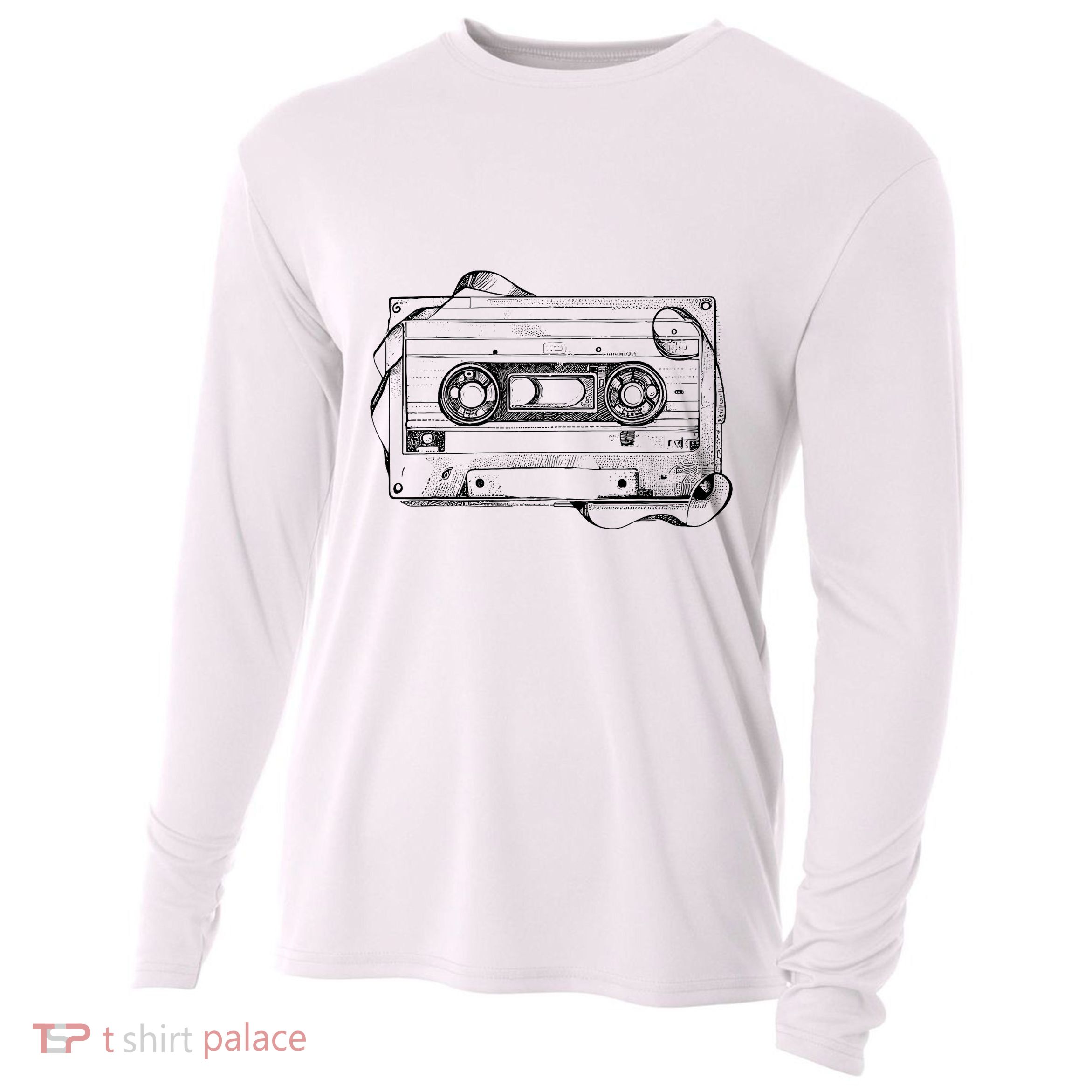 Back To 80S 90S Mix Tape Music Sketch Drawing Music Tape Cooling Performance Long Sleeve Crew