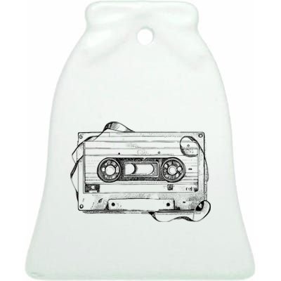 Back To 80S 90S Mix Tape Music Sketch Drawing Music Tape Ceramic Bell Ornament