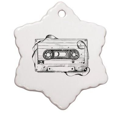 Back To 80S 90S Mix Tape Music Sketch Drawing Music Tape Ceramic Star Ornament