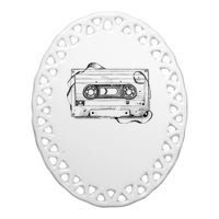 Back To 80S 90S Mix Tape Music Sketch Drawing Music Tape Ceramic Oval Ornament