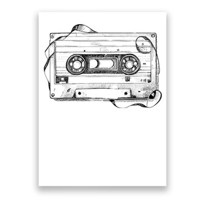 Back To 80S 90S Mix Tape Music Sketch Drawing Music Tape Poster