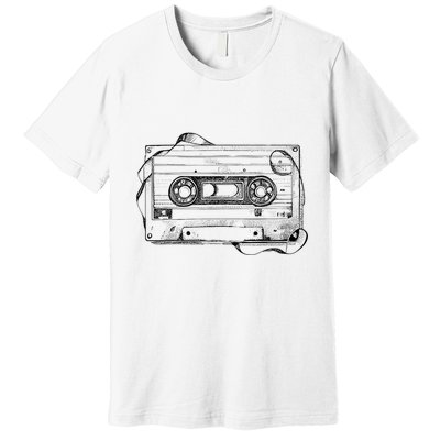 Back To 80S 90S Mix Tape Music Sketch Drawing Music Tape Premium T-Shirt