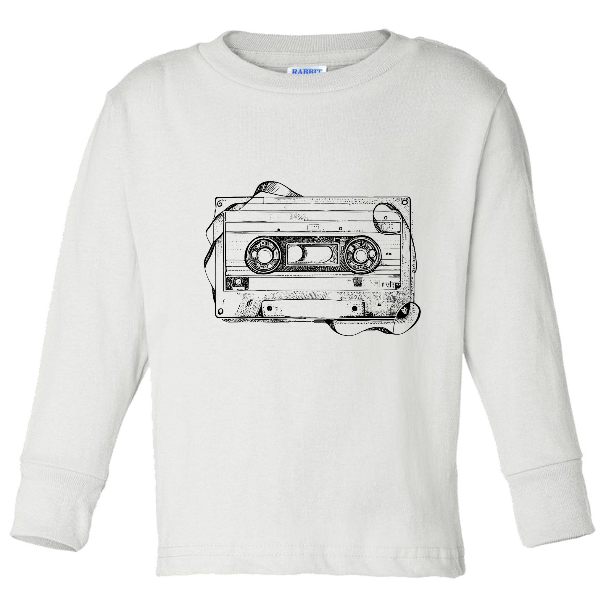 Back To 80S 90S Mix Tape Music Sketch Drawing Music Tape Toddler Long Sleeve Shirt