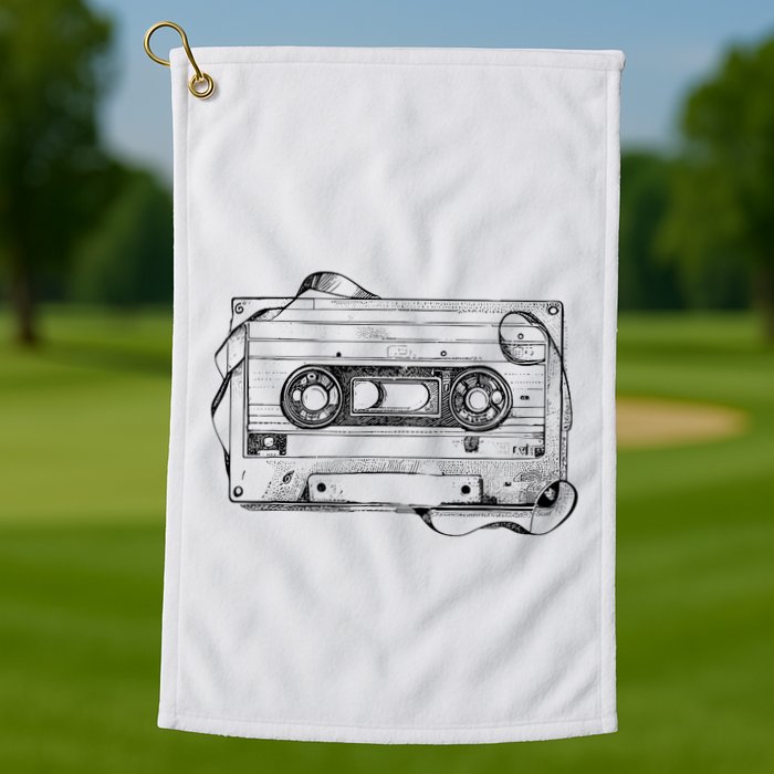 Back To 80S 90S Mix Tape Music Sketch Drawing Music Tape Golf Towel