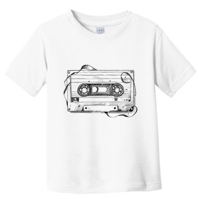Back To 80S 90S Mix Tape Music Sketch Drawing Music Tape Toddler T-Shirt