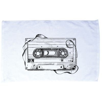 Back To 80S 90S Mix Tape Music Sketch Drawing Music Tape Microfiber Hand Towel