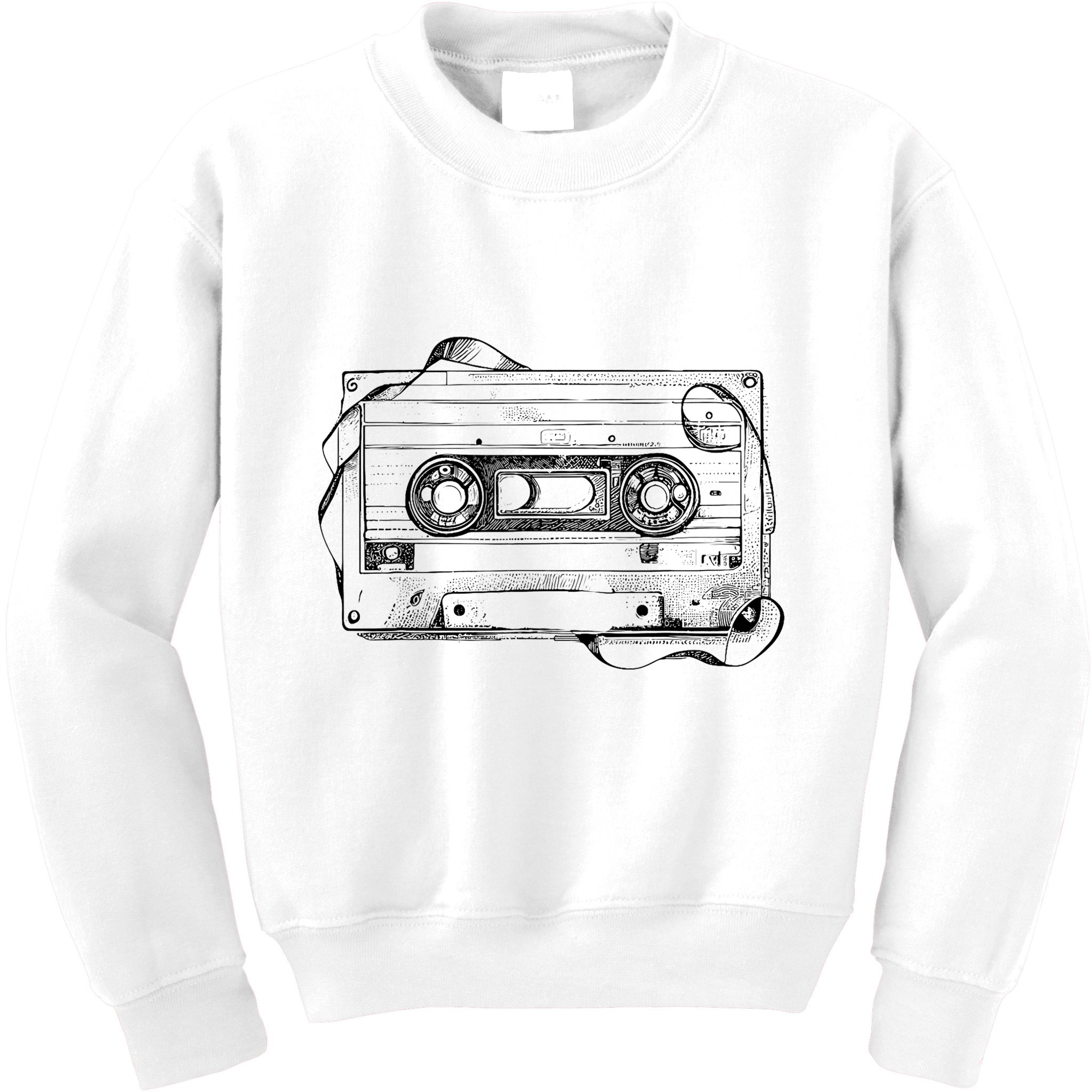 Back To 80S 90S Mix Tape Music Sketch Drawing Music Tape Kids Sweatshirt