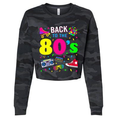 Back To 80s 1980s Vintage Retro Eighties Costume Party Gift Cropped Pullover Crew